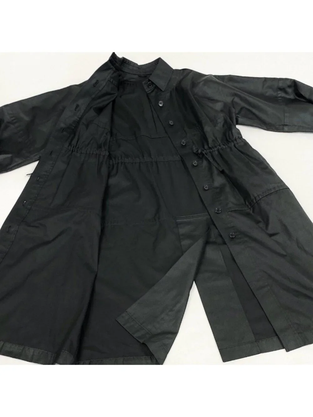 Saint Laurent H6 Long Coat Waist Mark Droast Stand Color Spring Black Female